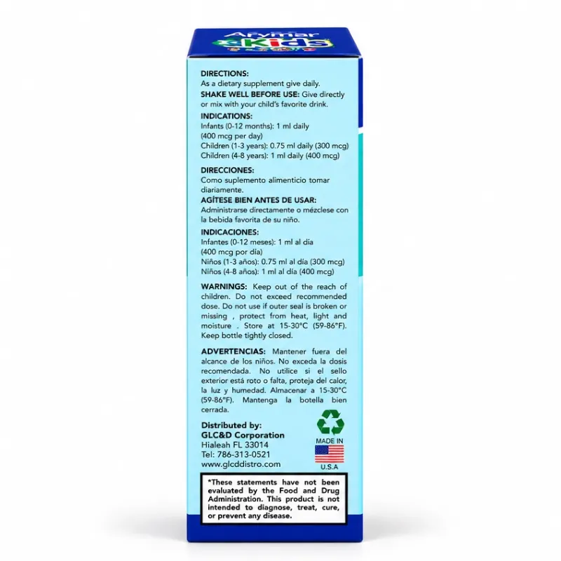 Arymar Kids Vitamin A – Suplemento Infantil Líquido – Sabor Naranja – 2 fl oz (60 ml)