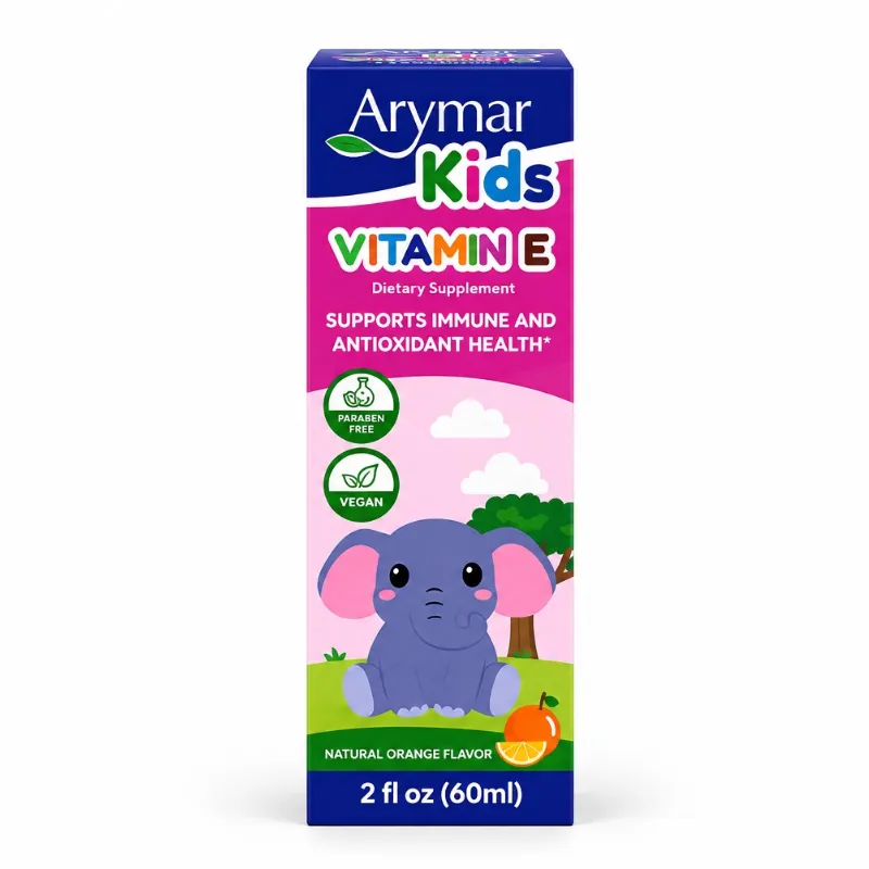 Arymar Kids Vitamin E – Suplemento Infantil Líquido – Sabor Naranja – 2 fl oz (60 ml)