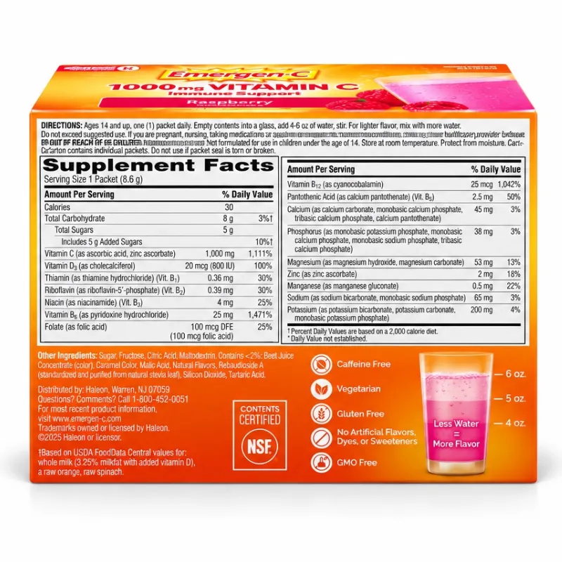  Vitamina C 1000 mg + Vitamina D, Zinc y Vitaminas B – 30 Sobres