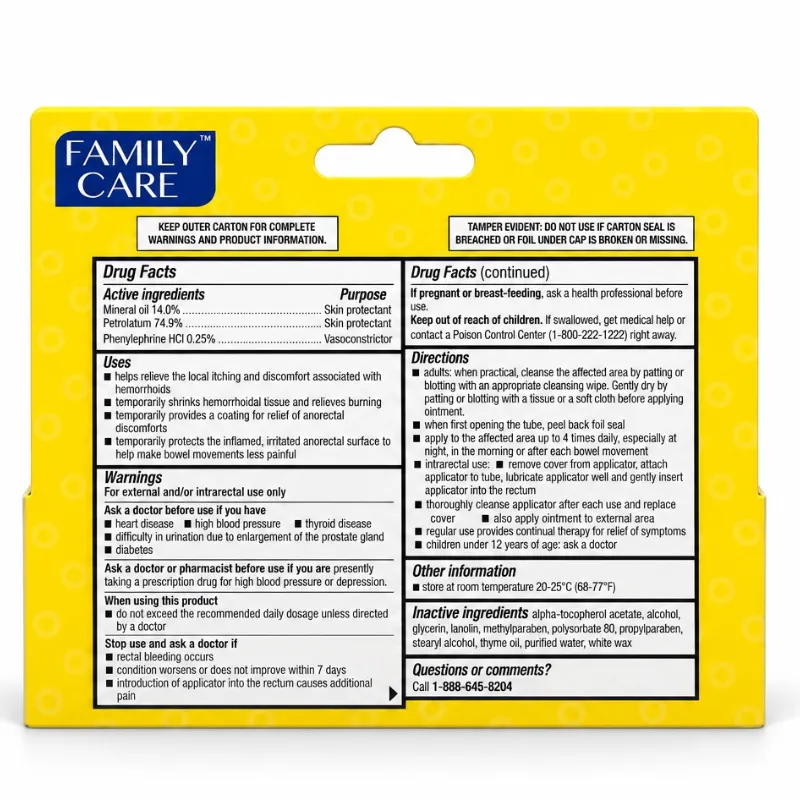 Family Care Hemorrhoidal Ointment – Ungüento para Hemorroides con Aplicador – 0.71 oz (20 g)