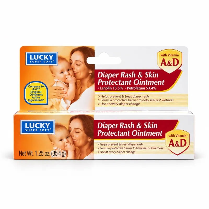 Lucky Super Soft A&D – Ungüento Protector para Rozaduras de Pañal y Piel – 1.25 oz (35.4 g)
