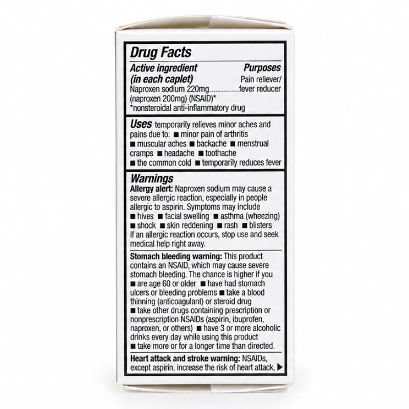 Naproxeno Sódico 220 mg – Alivio Prolongado del Dolor – 10 Capletas