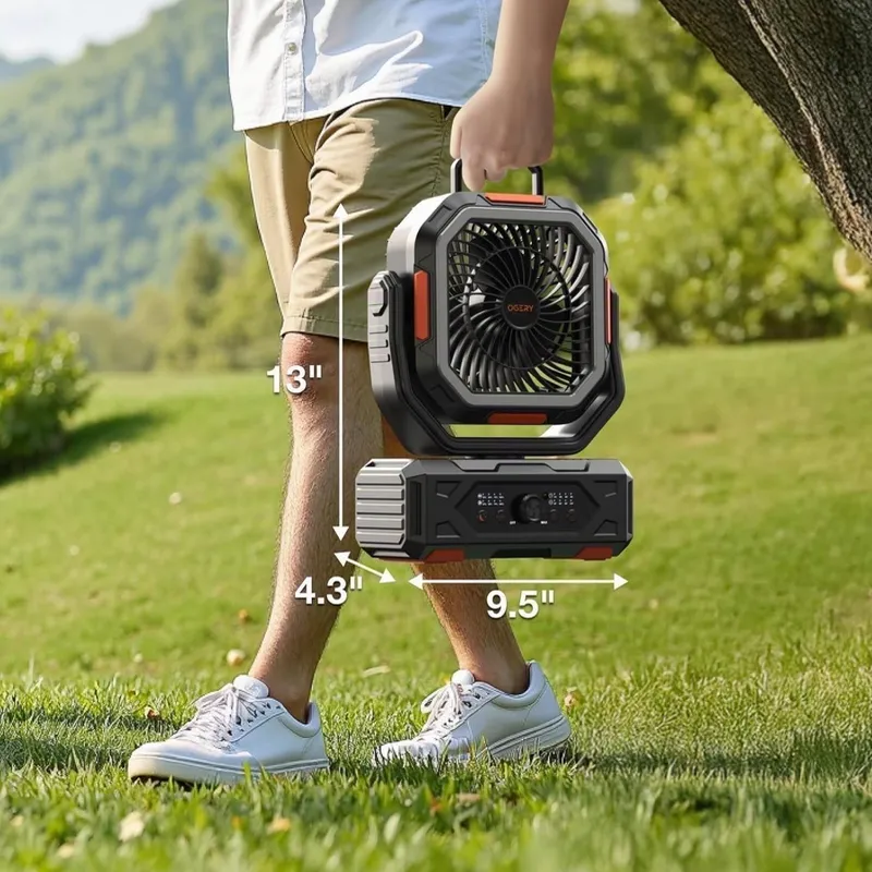 OGERY Ventilador portátil recargable, ventilador de campamento de 30000 mAh para tienda de campaña, RV y al aire libre con hasta 322 horas de funcionamiento, ventilador alimentado por batería