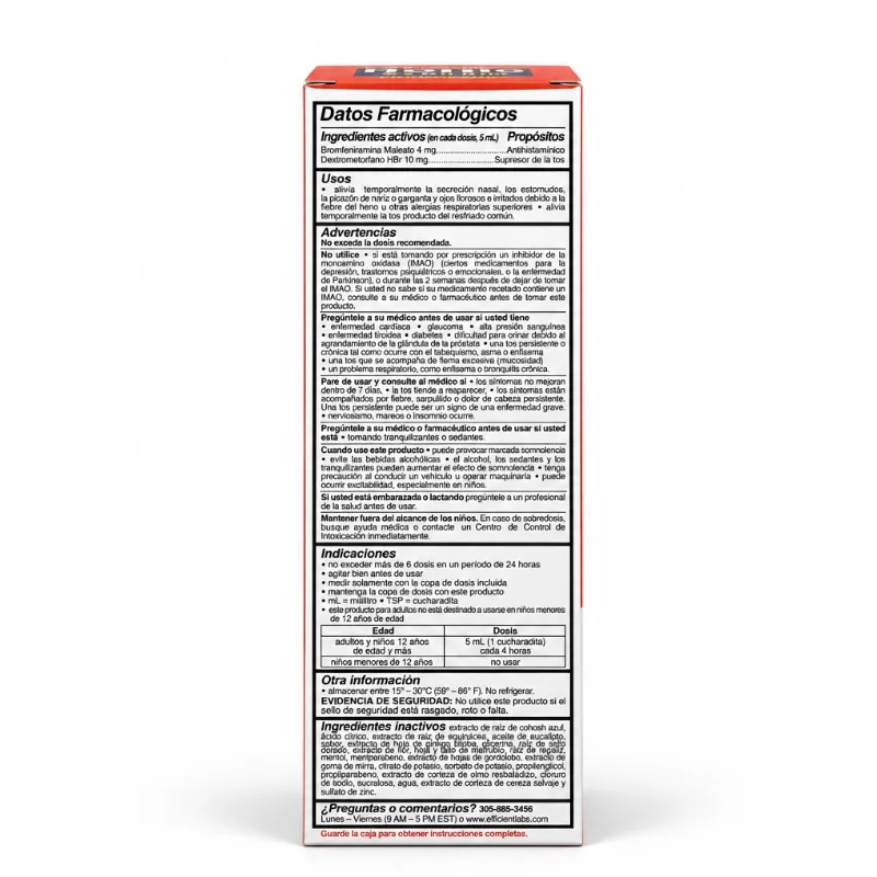 Rompe Pecho FLU Multi Síntomas – Jarabe para Tos y Alergia – Sin Azúcar y Sin Alcohol – 6 fl oz (178 ml)