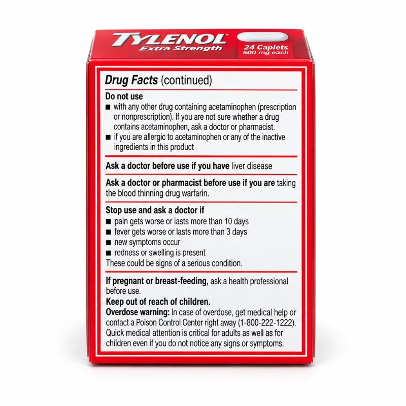 Tylenol Extra Strength – Acetaminofén 500 mg – 24 Capletas