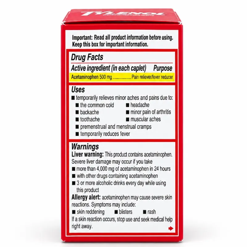 Tylenol Extra Strength – Acetaminofén 500 mg – 24 Capletas