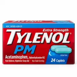 Tylenol PM Extra Strength – Alivio del Dolor + Ayuda Nocturna para Dormir – 24 Capletas