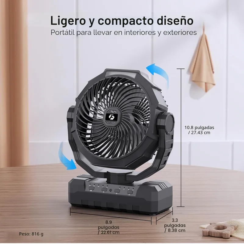 Ventilador de Campamento Recargable 20000 MAh