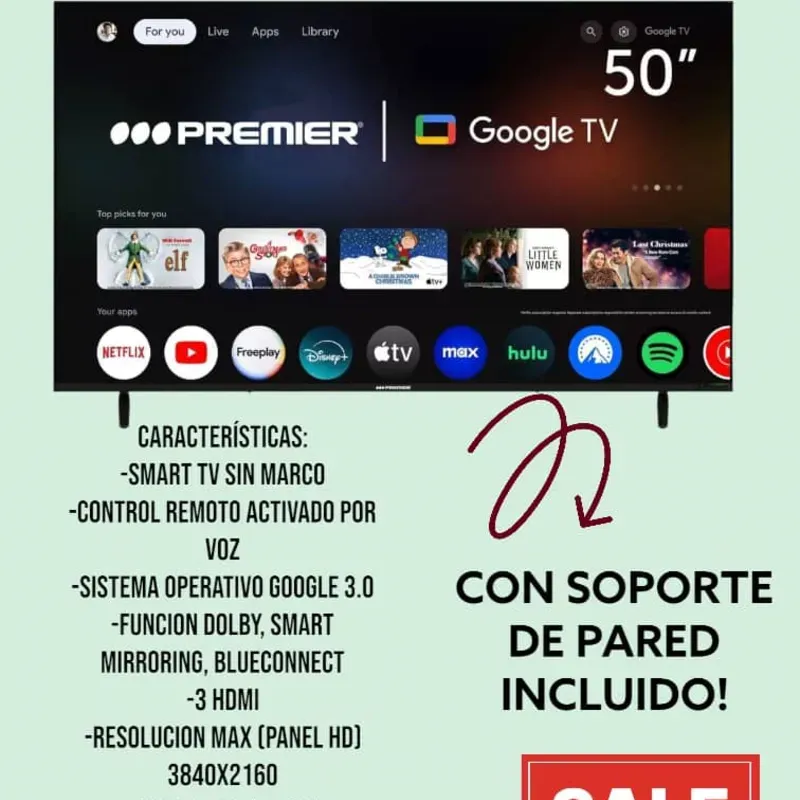Tv premier de 50 pulgadas 