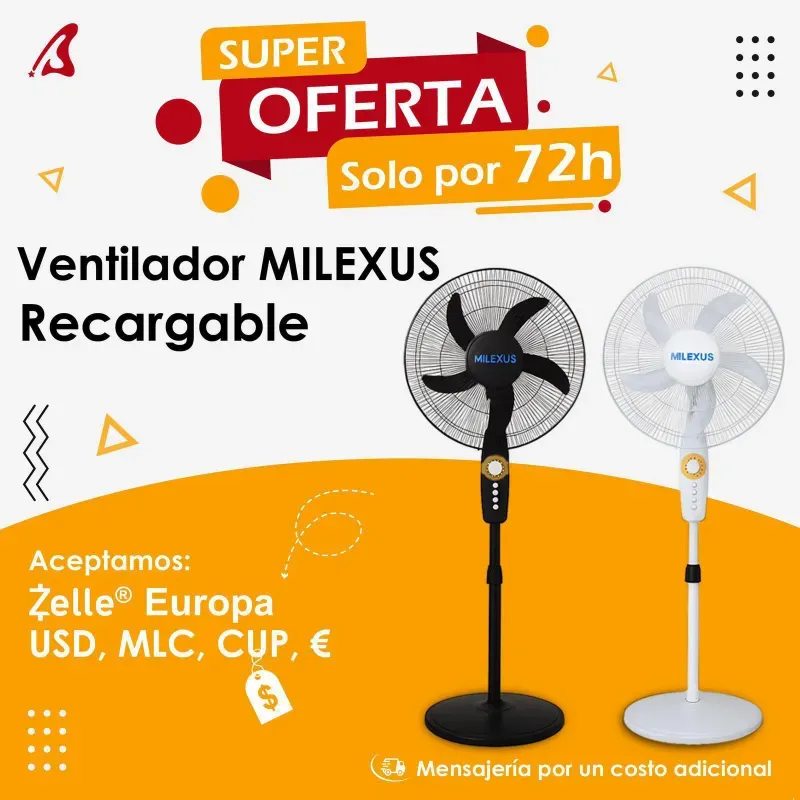 Ventilador recargable de pedestal milexus.