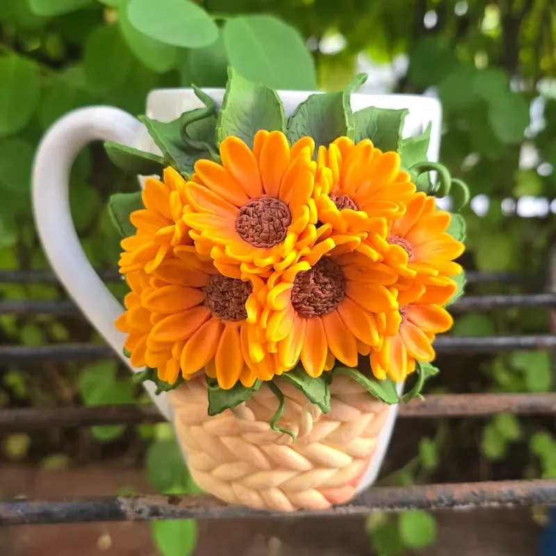 Jarra Cesta de Girasoles