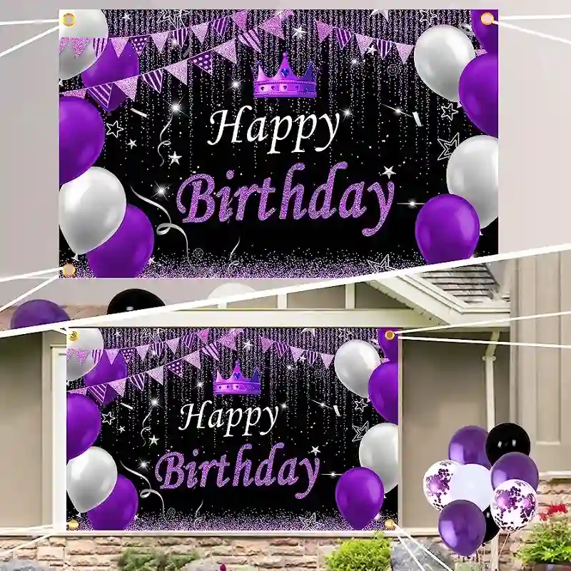 Morado y negro happy birthday 