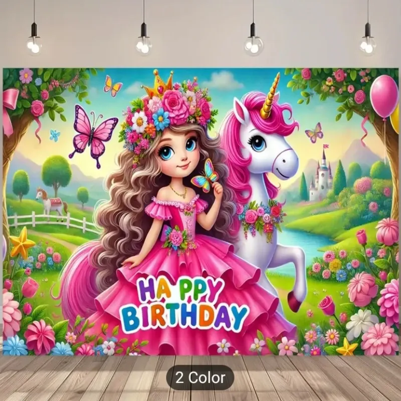 Telón de princesa con unicornio