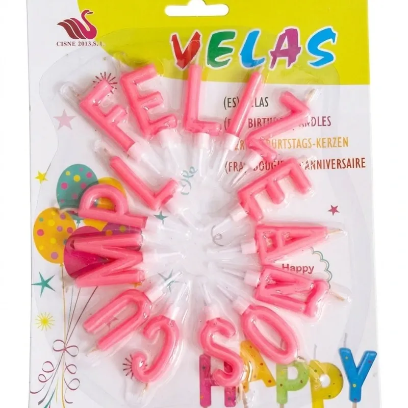 Velas FELIZ CUMPLEAÑOS rosada