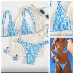 Bikini estampado detalle dorado