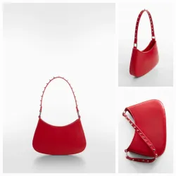 Bolso asa tachuelas rojo