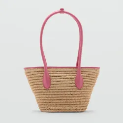 Bolso fibra detalle rosado