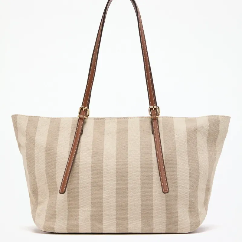 Bolso shopper canvas rayas