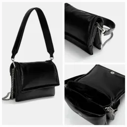 Cartera negra acolchada