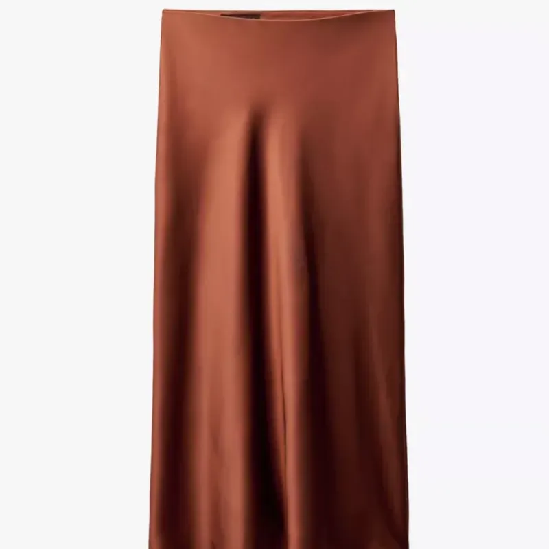 Falda midi satinada