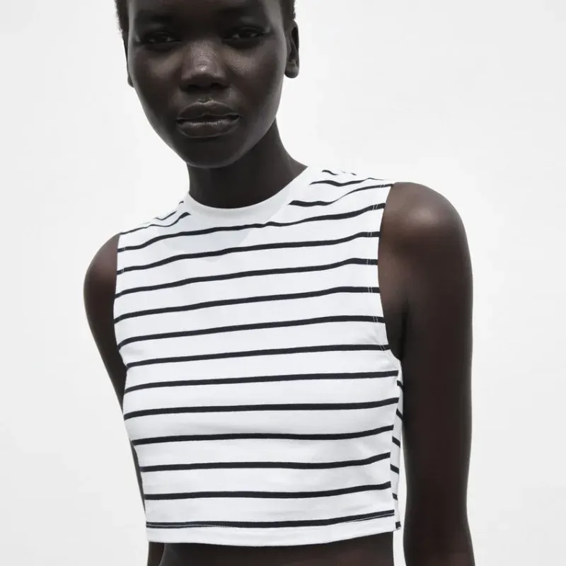 Top cropped algodón elástico 