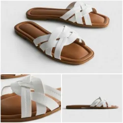 Sandalias destalonadas tiras tejidas