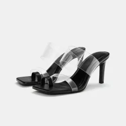 Sandalias tacón vinilo dedo
