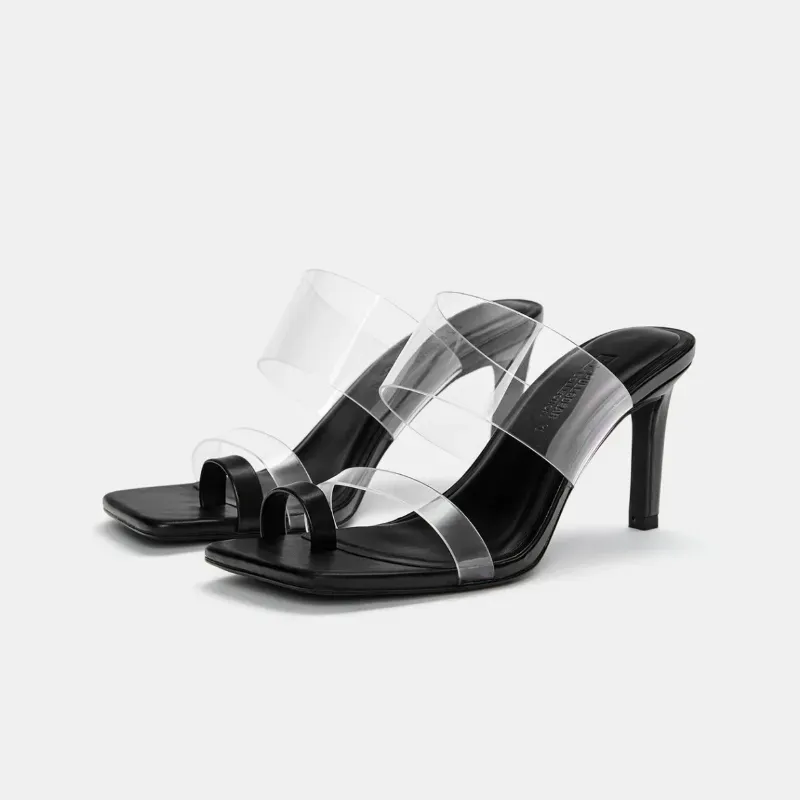 Sandalias tacón vinilo dedo