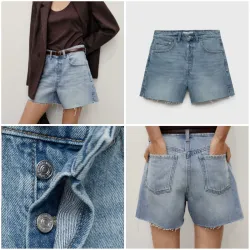 Shorts denim bajo deshilachado