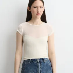 Top con transparencia crudo