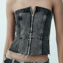 Top denim TRF  palabra de honor 