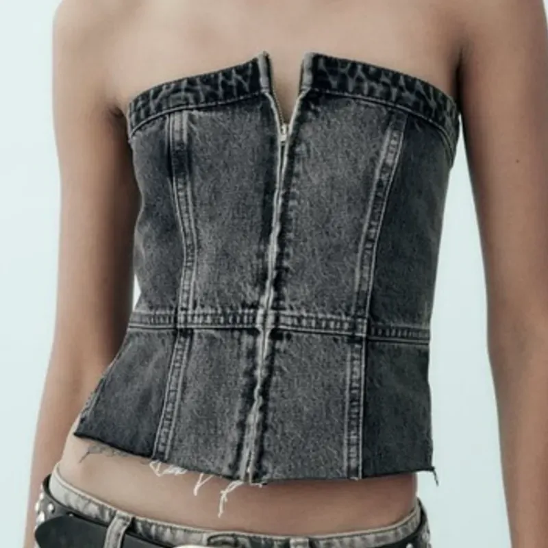 Top denim TRF  palabra de honor 