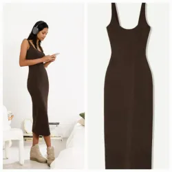 Vestido ajustado marron