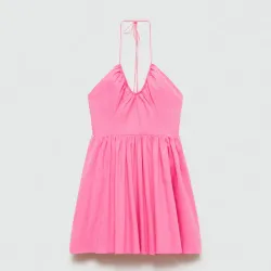 Vestido algodón escote fruncido