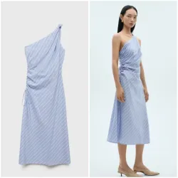 Vestido asimétrico drapeado rayas