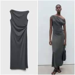 Vestido asimétrico fruncido