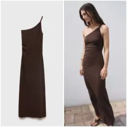 Vestido asimétrico tirante fruncido