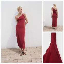 Vestido asimetrico tirante fruncido