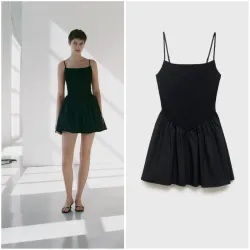Vestido combinado fruncido