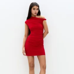 Vestido corto asimétrico nudo