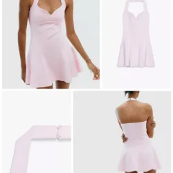 VESTIDO CORTO HALTER INTERLOCK