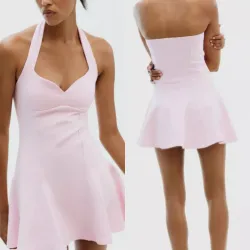 VESTIDO CORTO HALTER INTERLOCK