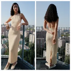 Vestido crepe cuello halter