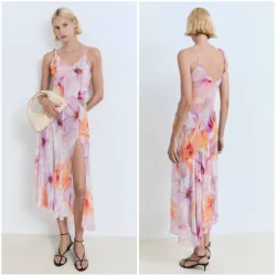 Vestido estampado floral tirantes asimétricos