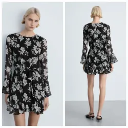 Vestido estampado floral volantes