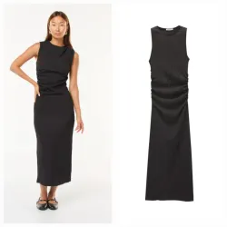 Vestido gris fruncido