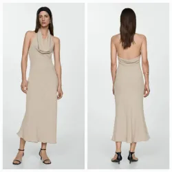 Vestido halter escote drapeado