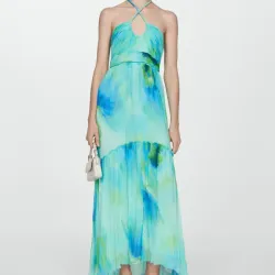 Vestido halter estampado azul