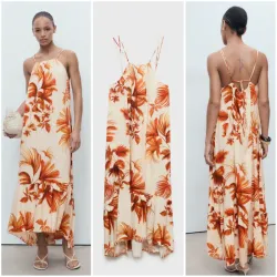 Vestido halter estampado palmeras