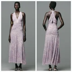 Vestido largo tul estampado